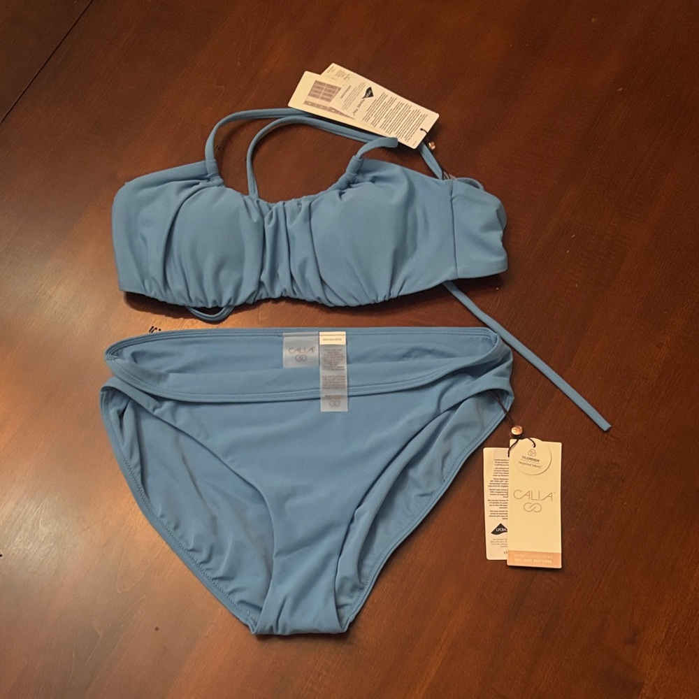 Calia by Carrie Underwood Light Blue Bandeau Bikini Set